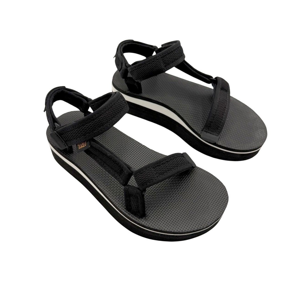Teva Womens Black Platform Sport Sandals Size 7 Comfort Walking Travel